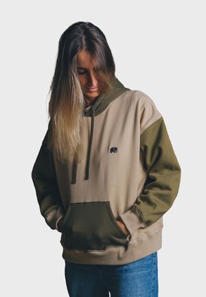HOODED COLOR BLOCK - Kapuzenpullover - taupe