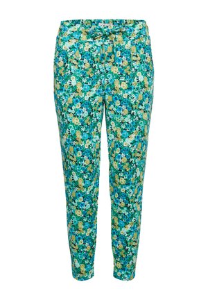 Kelnės - floblue green multi flower aop