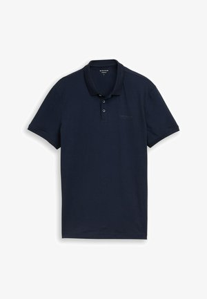 Navyblauw poloshirt met korte mouwen, kraag, twee knopen aan de voorkant en een subtiel merklogo op de linkerborst.
