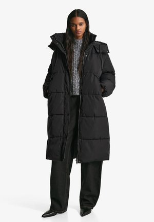 Bershka HOODED - PUFFER - Cappotto invernale - black