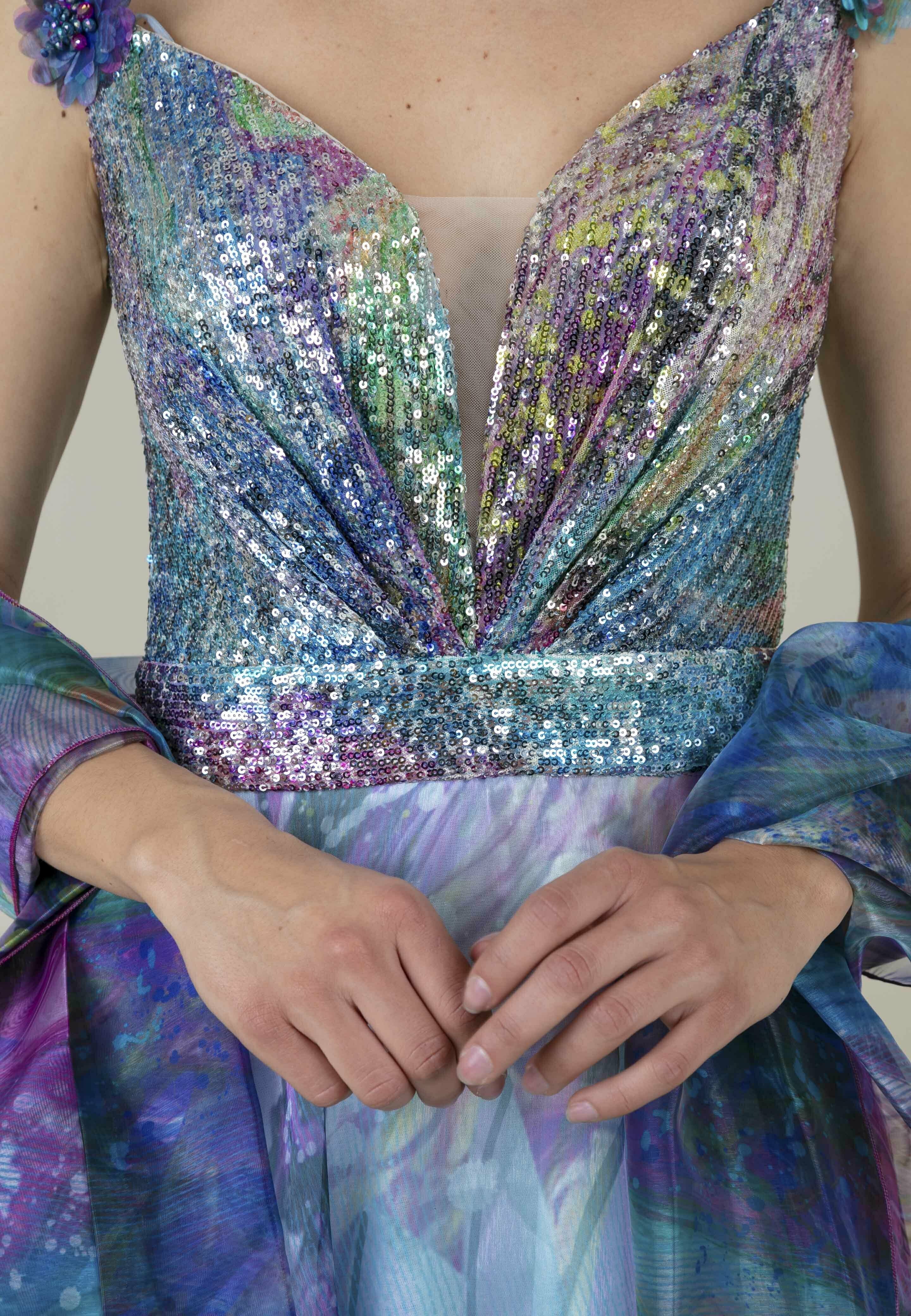 robe de soirée multicolore