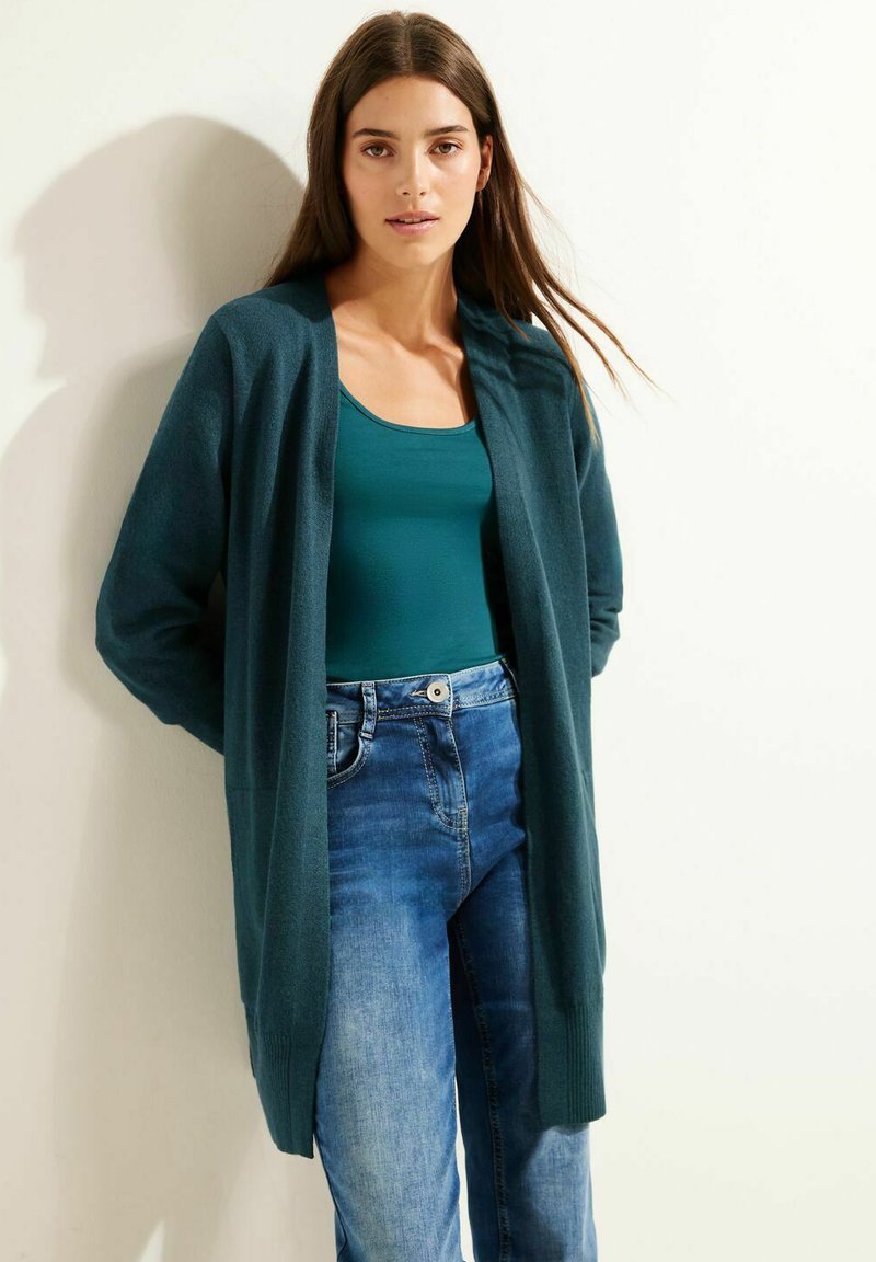 Damen Strickjacke Lang Grün Baumwolle Gr. 36/38 40/42 main image 0