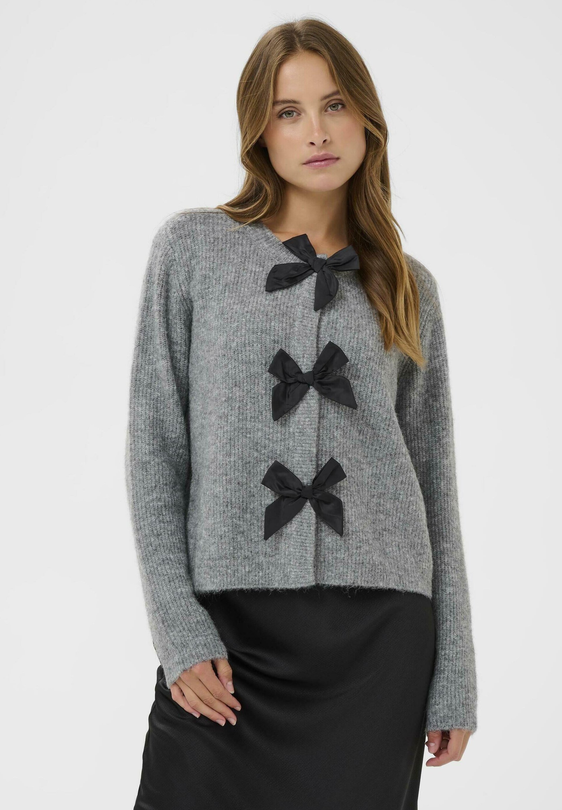 Kaffe KAMAY KNIT CARDIGAN - Cardigan - grey melange/sand - Zalando