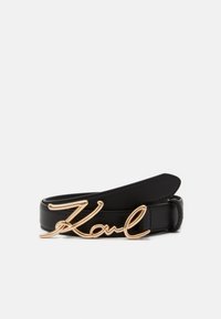 KARL LAGERFELD - SIGNATURE BELT - Riem - black/gold Miniatuurafbeelding 1