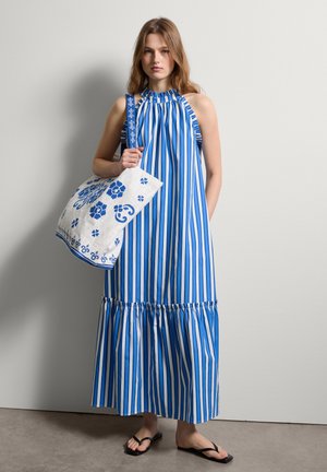 SHOPPING WITH PRINT - Handbag - white blue
