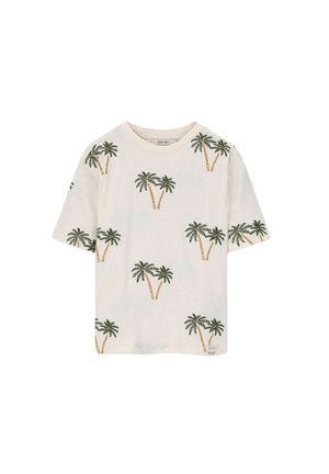 MIT PALMENSTICKEREI - T-shirt imprimé - weiß