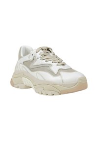 Sneaker chunky in bianco e beige. Presenta una tomaia in pelle e mesh con dettagli testurizzati. Suola spessa in gomma con motivo antiscivolo.