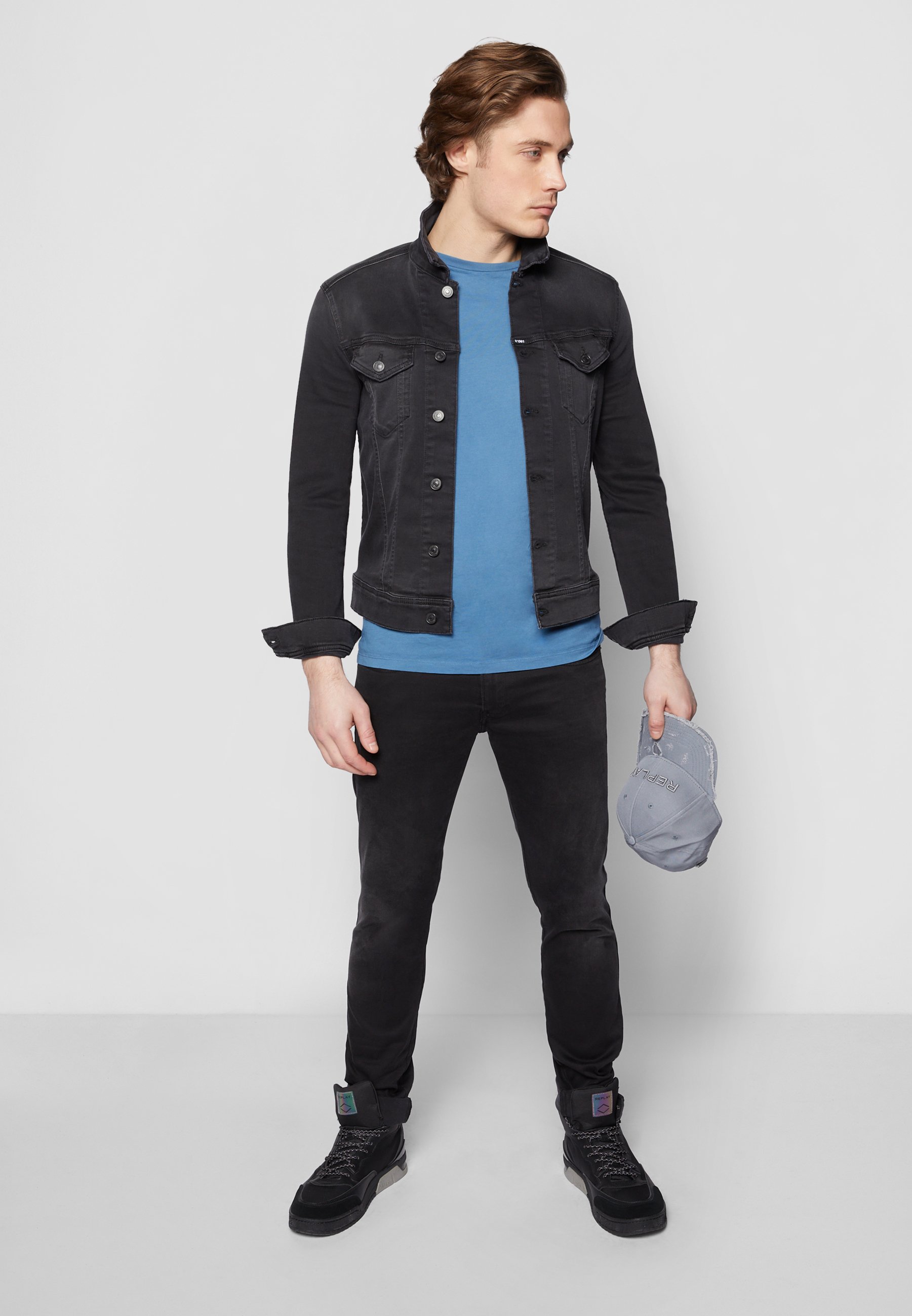 Replay ANBASS HYPERFLEX CLOUDS - Slim fit jeans - black/zwart  denim/blackdenim - Zalando.nl