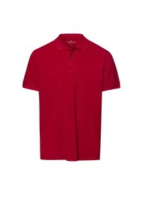 Czerwona koszulka polo wykonana z bawełny. Posiada krótkie rękawy, klasyczny kołnierzyk oraz zapięcie na trzy guziki. Wyszywane logo na piersi.