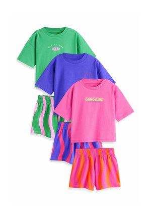 3 PACK SET - Pizsama szett - pink/green bright wavy print