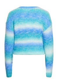 Häkelpullover in sanften Blautönen mit kastiger Form. Mit langen Ärmeln und Rundhalsausschnitt. Weiches, strukturiertes Material mit geripptem Saum.