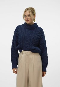 Vero Moda VMDREAM CROP - Stickad tröja - navy blazer