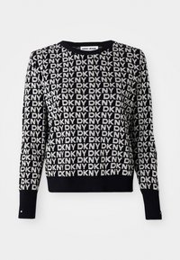 LONG SLEEVE CREW NECK LOGO SLIT AT CUFF - Pullover - black/eggnog