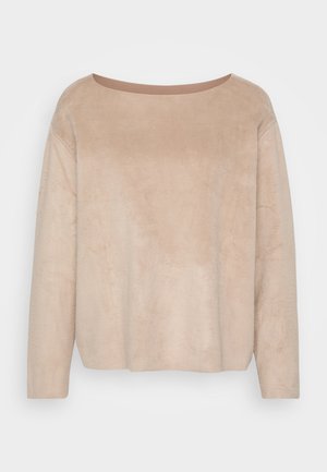 Eberjey REVERSIBLE PLUSH RAW EDGE - Haut de pyjama - toffee