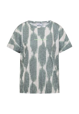 Cecil, T-SHIRT WITH A BURNOUT LOOK AND TEXT, zielony melanż