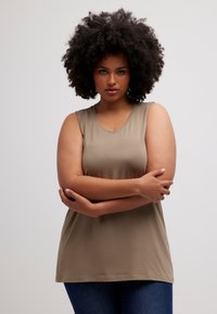 Ulla Popken ÄRMELLOS - Top - taupe