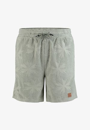 Shorts en éponge vert clair avec taille élastique, cordon de serrage et motifs en forme d'étoile en relief.