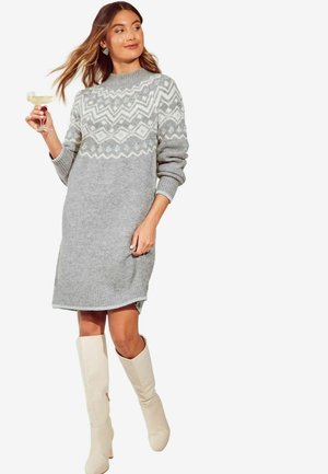 REGULAR FIT - SPARKLE FAIRISLE  - Svetríkové šaty - grey