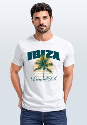 Neverless, HERREN T-SHIRT FRONTPRINT - DESIGN IBIZA LEISURE CLUB - - Print T-shirt - weiß