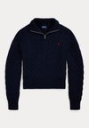 CABLE-KNIT COTTON QUARTER-ZIP SWEATER - Maglione - hunter navy