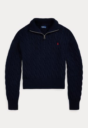 Polo Ralph Lauren, CABLE-KNIT COTTON QUARTER-ZIP SWEATER - Pullover - hunter navy