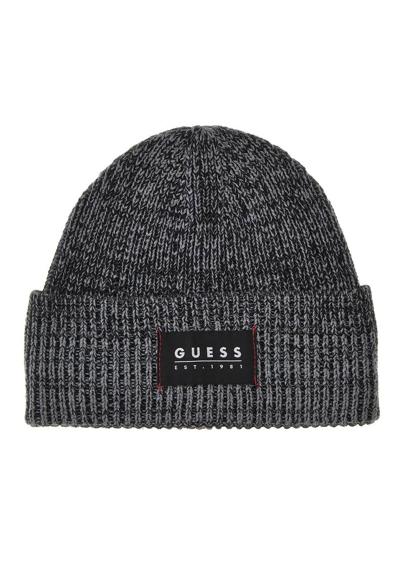 Gorro Beanie GUESS Negro Talla L - Mezcla De Acrílico, Poliéster Y Nylon | Con Solapa Y Parche De Logotipo Bordado