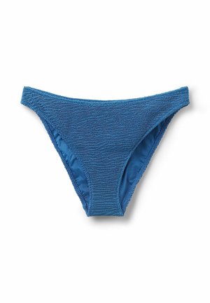 Blå bikiniunderdel med en strukturerad stickad design. Har en slät innerväv och elastiskt midjeband. Klassisk skärning med måttlig täckning.