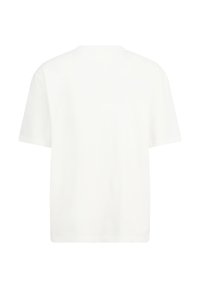 Short-sleeve, crew neck T-shirt in solid white cotton. Soft texture, relaxed fit, and no visible embellishments or logos.