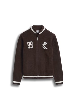 Karl Kani, OG K KNIT ZIP CARDIGAN JUNIOR UNISEX - Gilet - dark brown off white