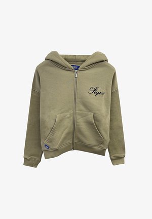 PEQUS CROPPED LOGO - Zip-up sweatshirt - dust grey