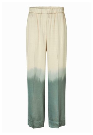 Lys beige bukser med elastisk talje, med en ombré-design der går fra cremefarvet til dæmpet grøn forneden.