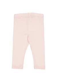 Vaaleanpunaiset leggingsit, jotka on valmistettu joustavasta kankaasta. Niissä on sileä pinta, ommellut saumat ja joustava vyötärö, joka takaa tukevan istuvuuden.