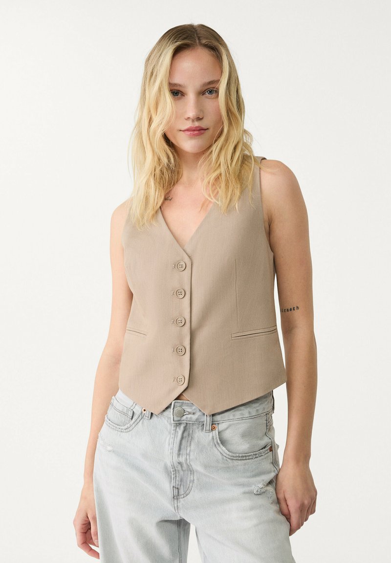 Stradivarius - BUTTONED - Weste - mottled light brown, Vergrößern