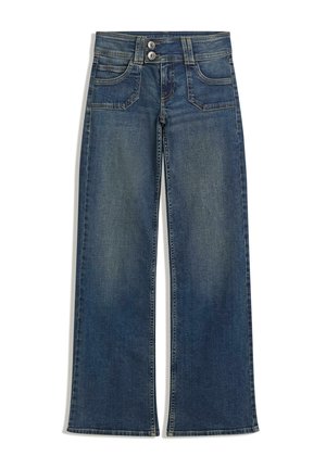 EMBROIDERED WITH POCKETS - Flared jeans - dark blue