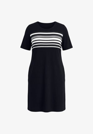Ulla Popken, STRIPED SHORT SLEEVE T-SHIRT DRESS - T-shirtjurk - black