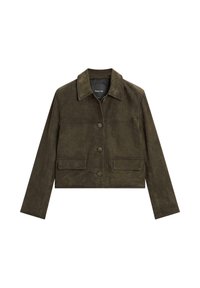 Massimo Dutti LINED BUTTONS - Leren jas - mottled dark green