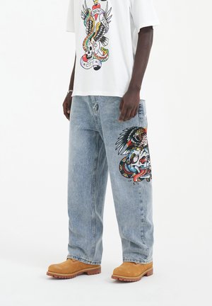 SKULL-SNAKE-EAGLE DIAMANTE   - Relaxed fit jeans - bleach