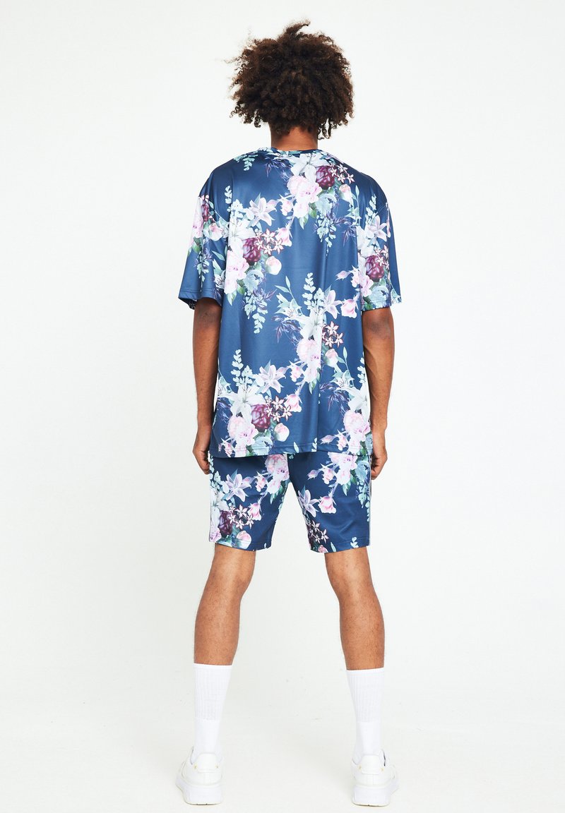 T-shirt Homme SIKSILK, Noir, Motif Floral, Taille S, Col Rond, Manches Courtes, 100% Polyester