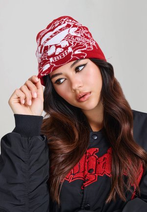 Ed Hardy, UNISEX LOVE KILLS SLOWLY FOLDOVER BEANIE - Gorro - red