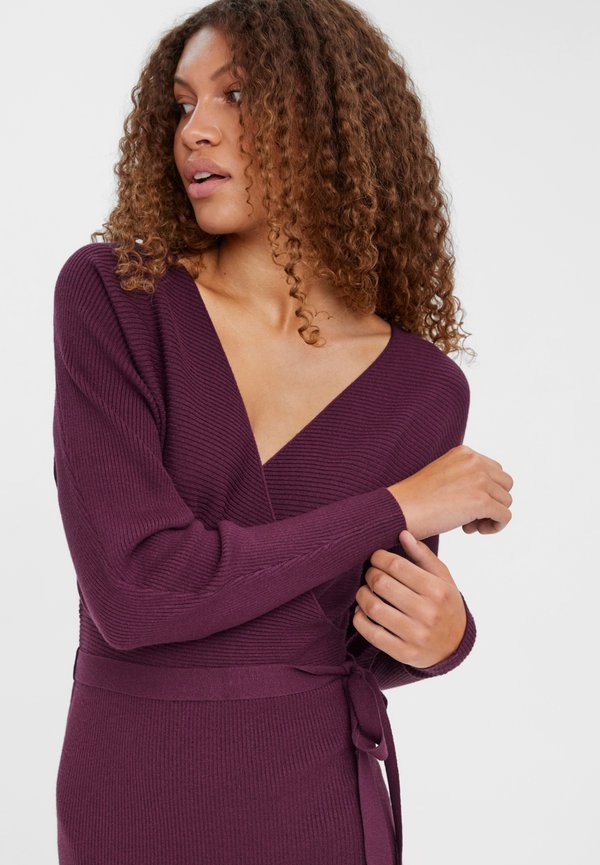 VMHOLLYREM V NECK DRESS - Jumper dress - bordeaux4
