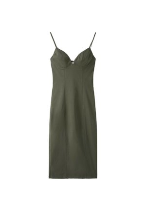 Stradivarius, BENGALINE MIDI DRESS WITH STRAPS - Etuikleid - green