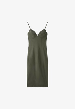 Stradivarius, BENGALINE MIDI DRESS WITH STRAPS - Etuikleid - green