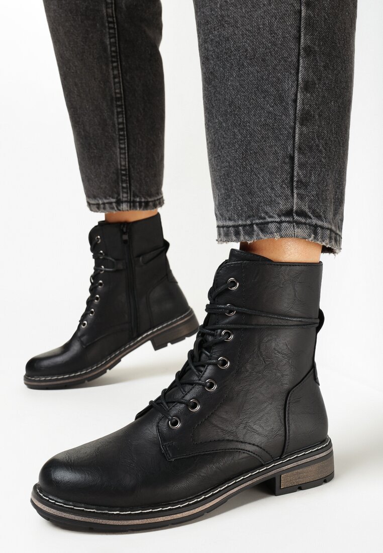 Bottines fourrées à lacets marron femme | La Halle