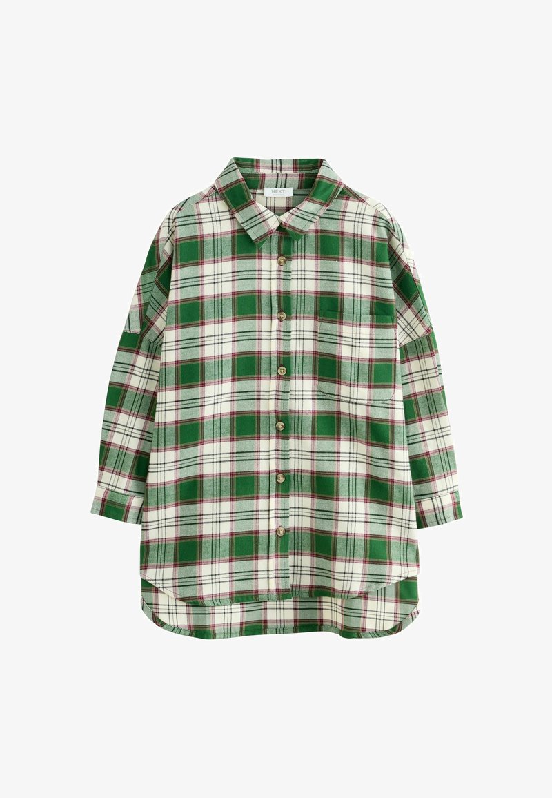 Grøn og hvidternet skjorte med lange ærmer, knaplukning og krave. Blødt stof med en afslappet pasform og afrundet kant.