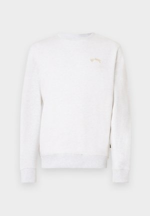 Light grey sweatshirt made of soft cotton, featuring a round neckline, ribbed cuffs, and a small embroidered logo detail on the chest.