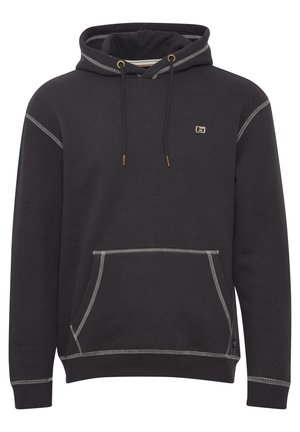 Zwarte hoodie gemaakt van een katoenmix, met contrasterende stiksels, een voorzak met kangoeroe en een capuchon met trekkoord.
