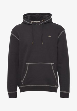 Zwarte hoodie gemaakt van een katoenmix, met contrasterende stiksels, een voorzak met kangoeroe en een capuchon met trekkoord.