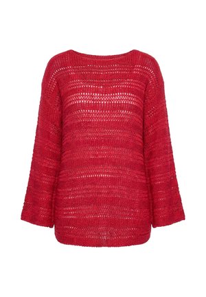 Angel of Style, OPENWORK STRIPED OVERSIZE SWEATER - Striktrøje - neon red