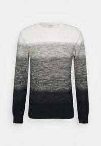 Strickpullover mit einem Farbverlauf von Weiß nach Schwarz, aus strukturiertem Stoff und mit gerippten Bündchen. Runder Ausschnitt und lange Ärmel.