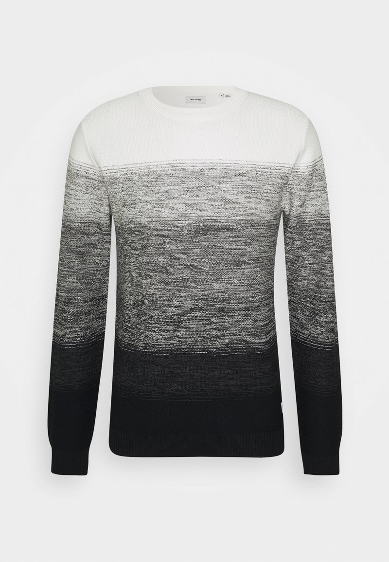 Strickpullover mit einem Farbverlauf von Weiß nach Schwarz, aus strukturiertem Stoff und mit gerippten Bündchen. Runder Ausschnitt und lange Ärmel.